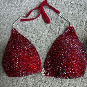 Angel Competition Bikini Crystal Radiance Velvet Red Molded Top -  Large